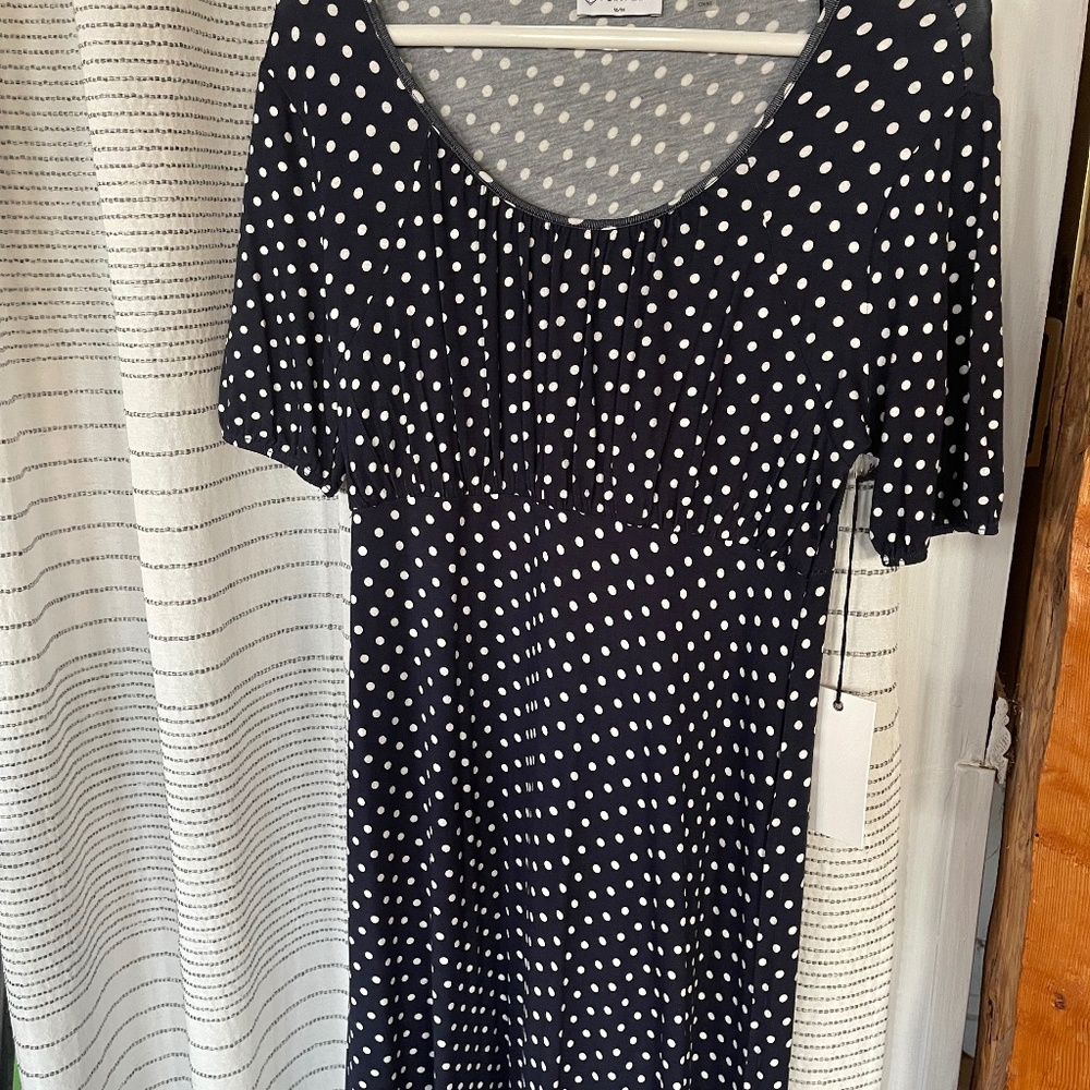 Point Zero Short-Sleeve Polka Dot Midi Dress (NWT)
